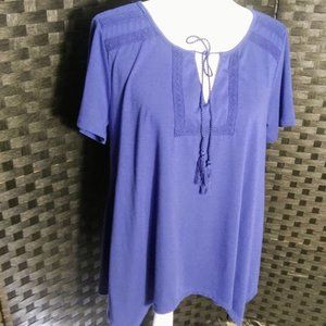 HANNAH NAVY WOMEN L, KEYHOLE NECK, TUNIC TOP